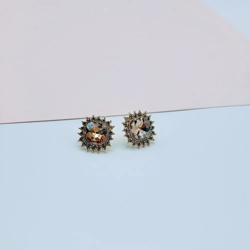 7/$35 Beige Crystal Large Stud Earrings - Picture 4 of 10